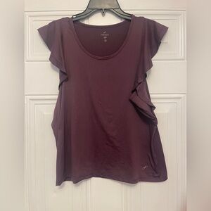 Freely Women's Ruffle Sleeve Top - Burgundy